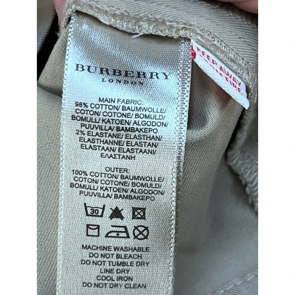 Burberry Girls Beige Pleated Dress With Belt &‎ Check Cuffs 12Y